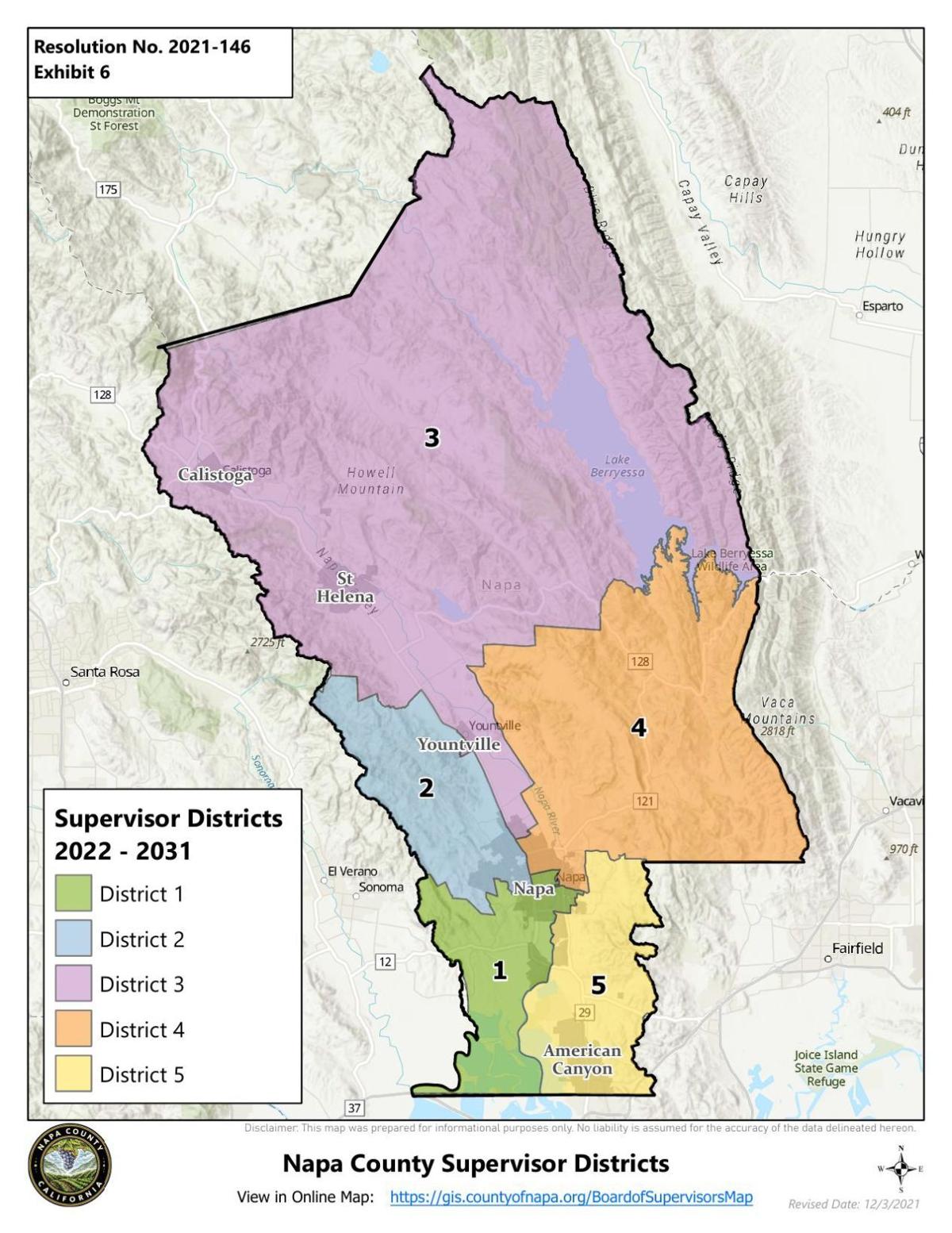 New Napa County supervisor districts