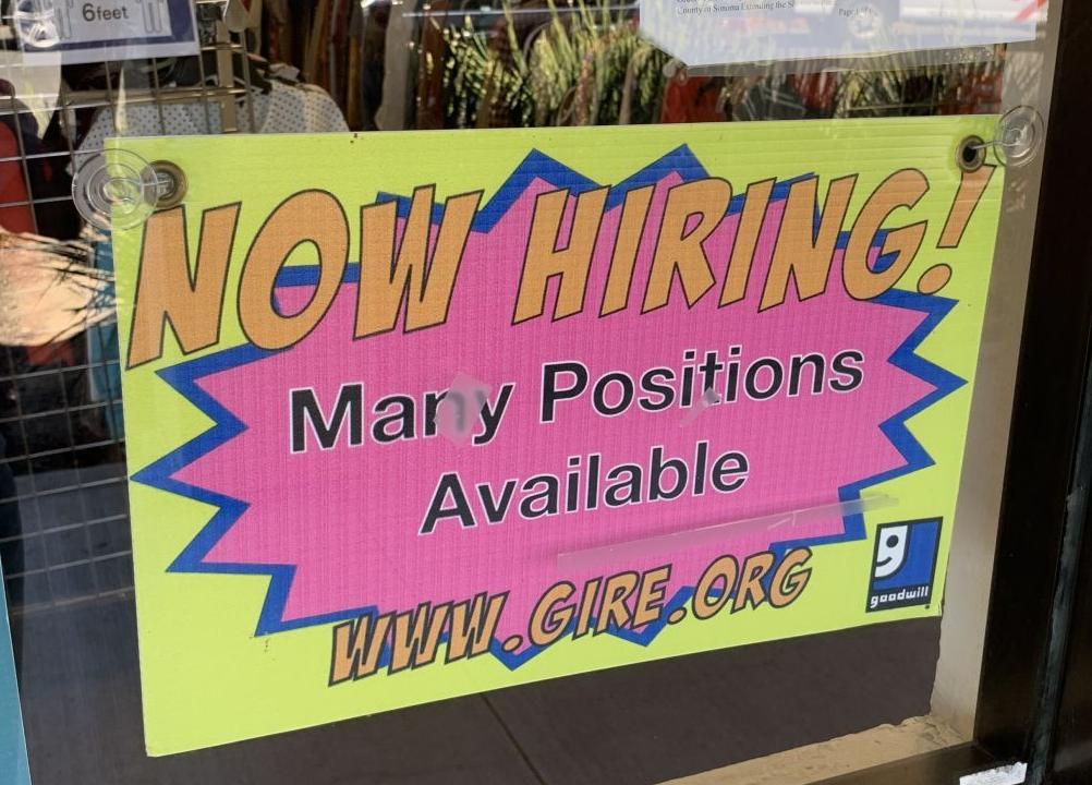 A Napa help wanted sign