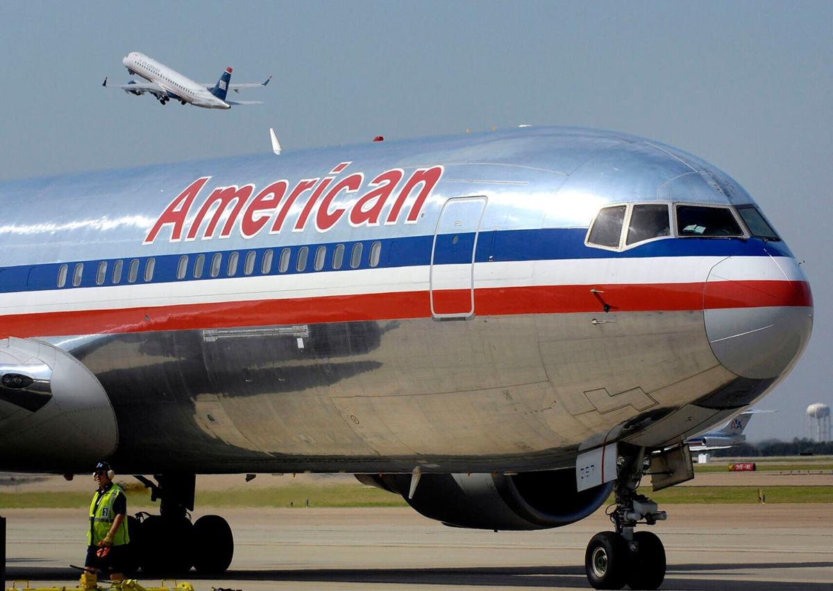 An American Airlines jet at Dallas-Fort Worth International Airport.