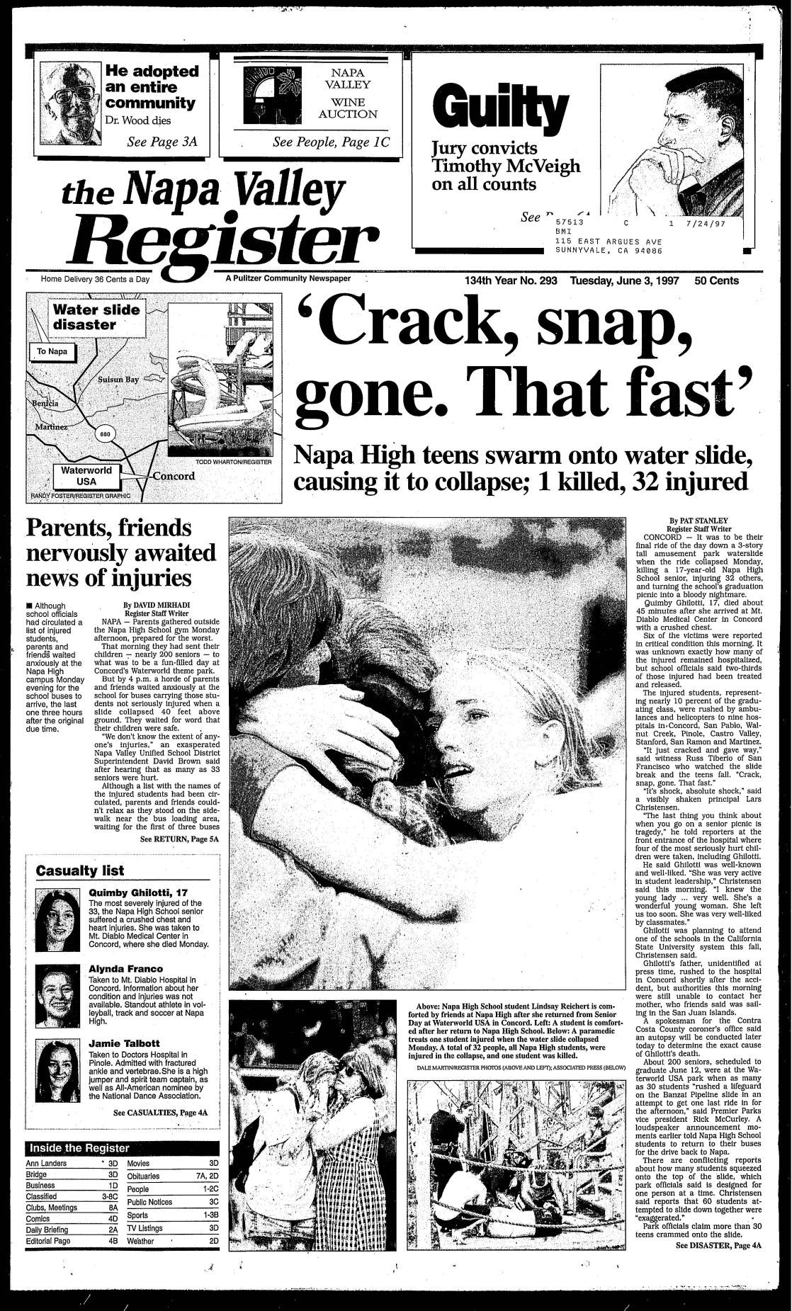 20 years ago Waterworld water slide collapse kills one, injures 32