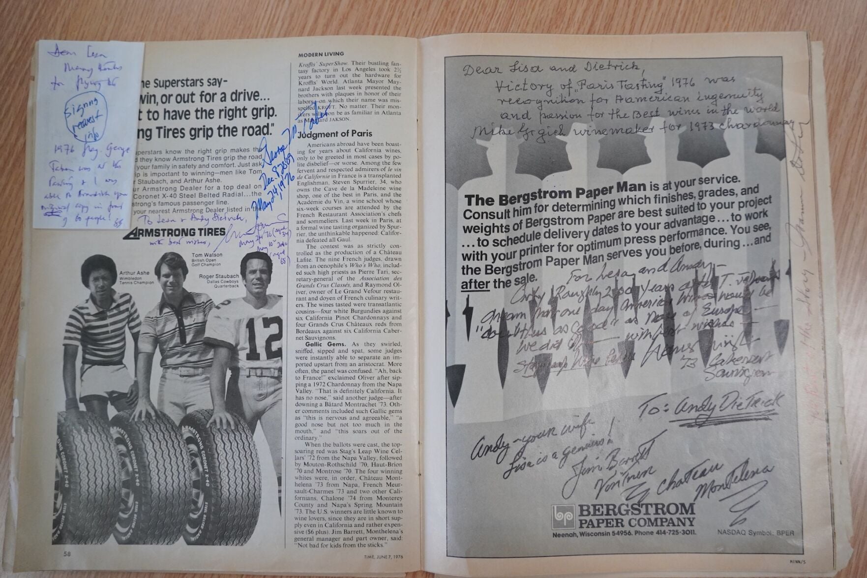 napavalleyregister.com - JESSE DUARTE jesse.duarte@sthelenastar.com - Signed magazine covering 1976 Judgment of Paris donated to Napa Valley Wine Library