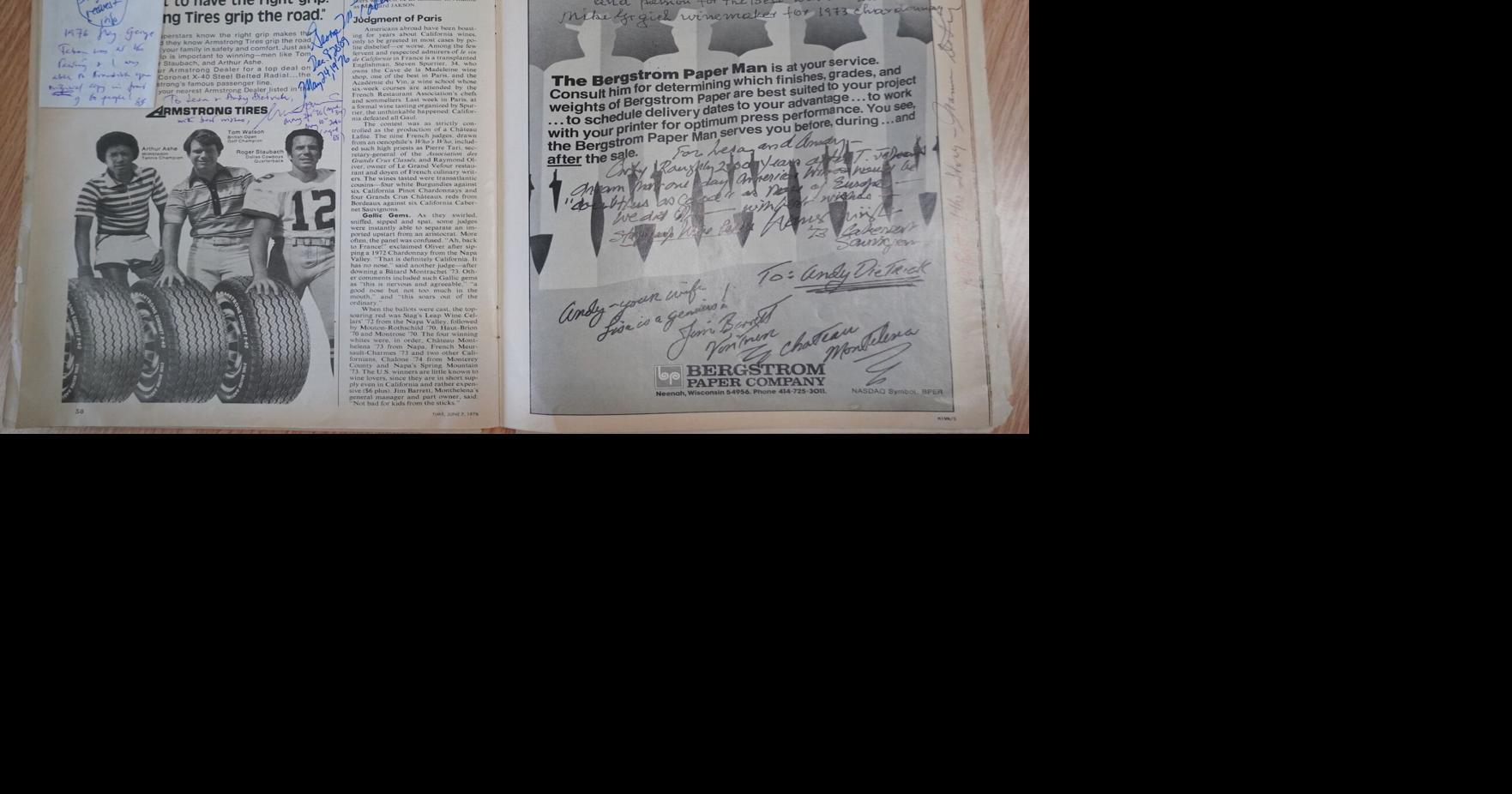 Signed magazine covering 1976 Judgment of Paris donated to Napa Valley Wine Library