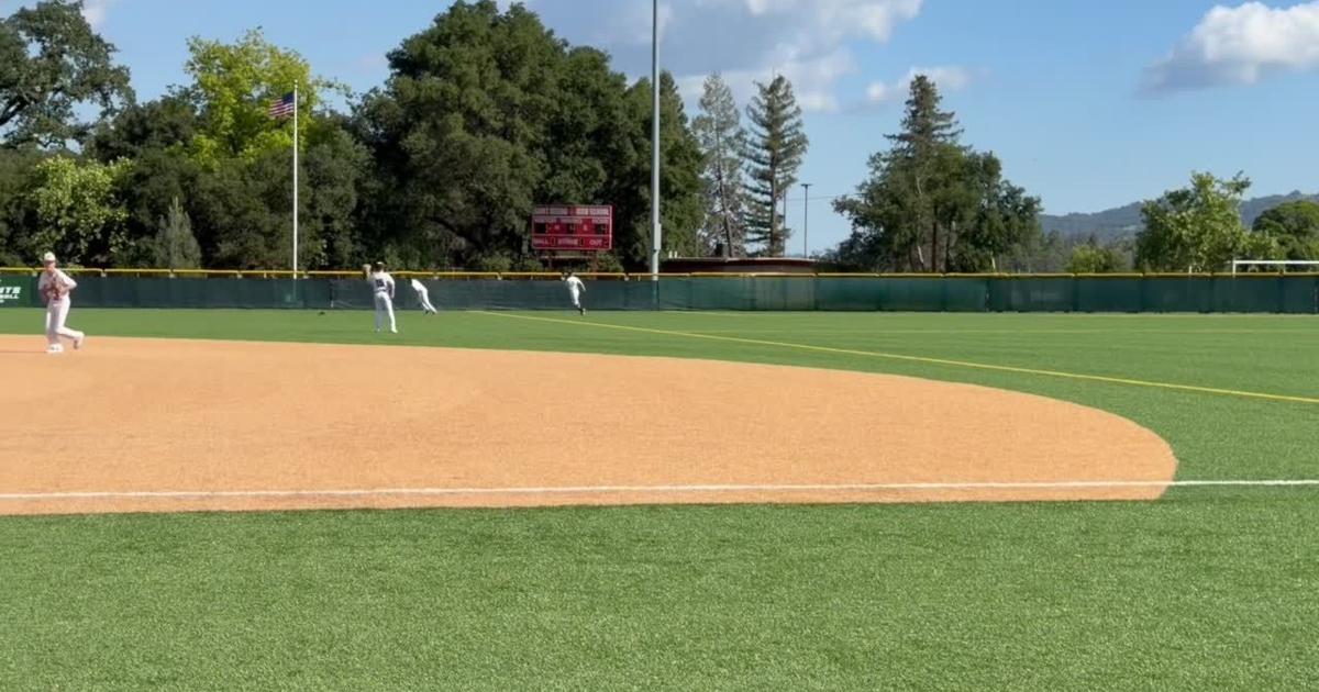 St. Helena's Dean Sommer leads off after walking and stealing second, Hughie Davies walks, and Julian Earls gets to second on an error