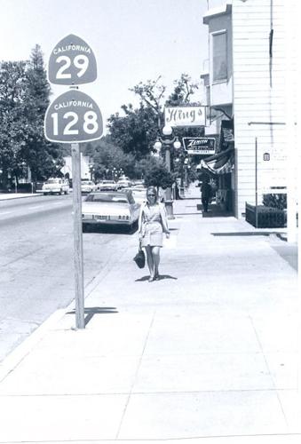 Lois Dorn on the street, 1969