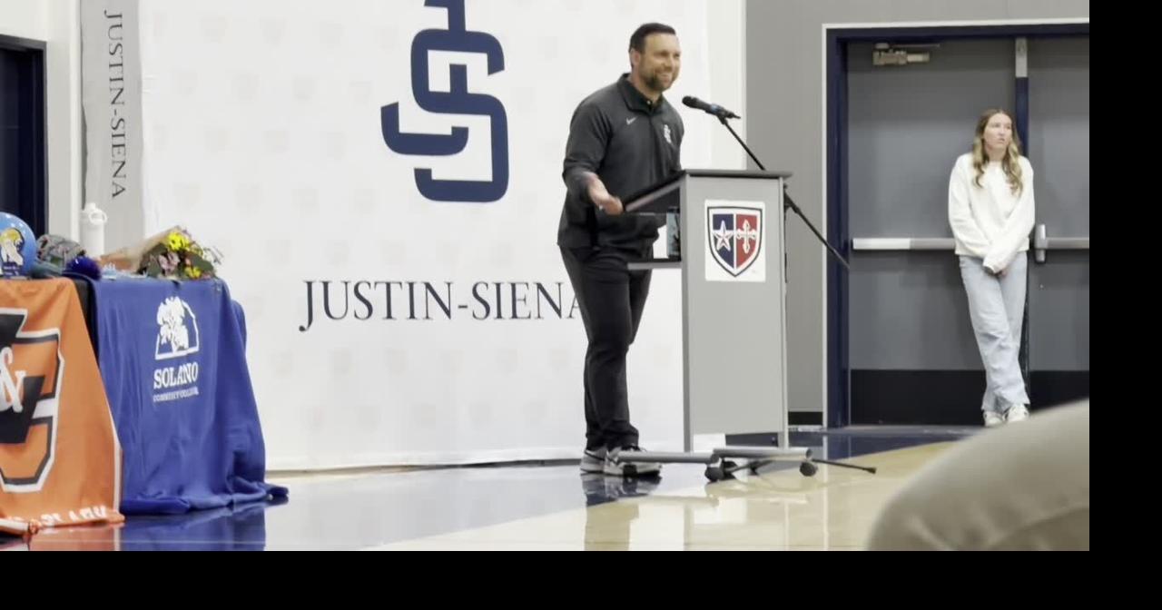 Justin-Siena girls soccer head coach Ben Solomon and Bella Fernandez talk about her signing with UC Davis for soccer