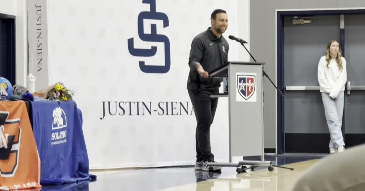 Justin-Siena girls soccer head coach Ben Solomon and Bella Fernandez talk about her signing with UC Davis for soccer
