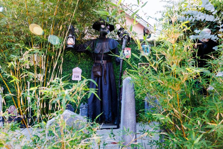 Frightful spooky Halloween scene adorns Napa tanning salon