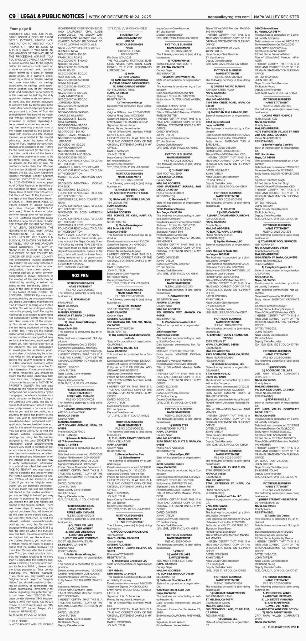 Page C09 | Napa Valley Register E-edition | napavalleyregister.com