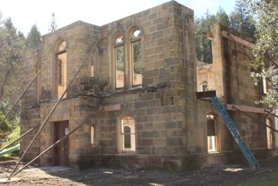Francis House/Calistoga Hospital demo in progress, Feb. 2016.