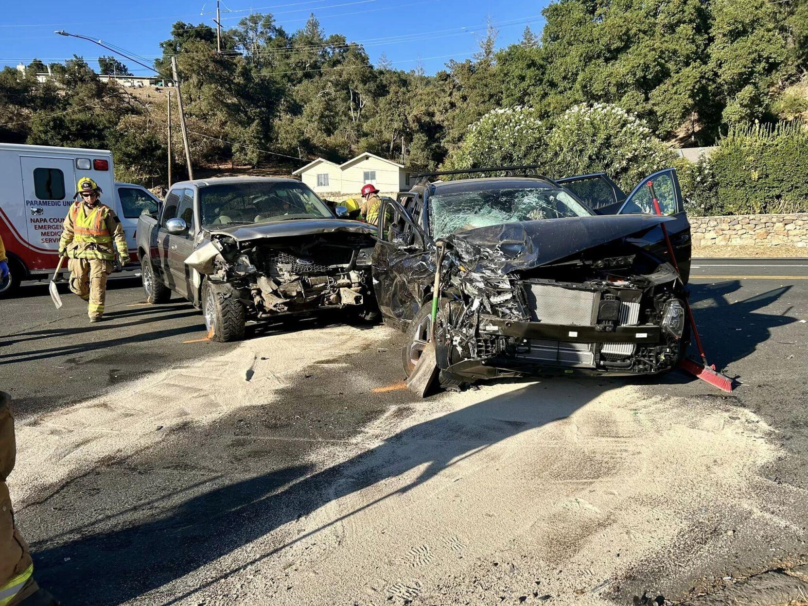 Five people go to hospital after St. Helena crash