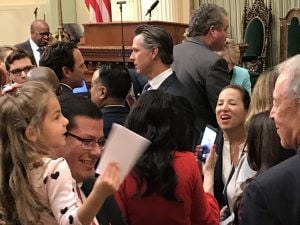 Gov.-elect Gavin Newsom on Assembly floor, Dec. 3, 2018.