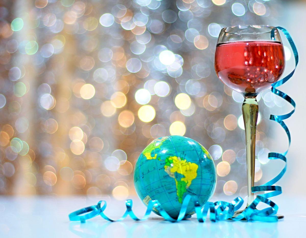 Wine and globe