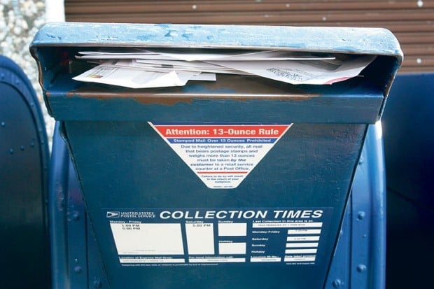 Mailboxes overflowing at Napa Post Office