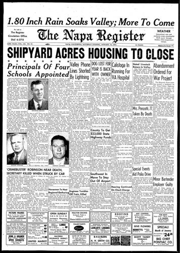 Shipyard Acres housing to close Napa Register Jan 16 1954
