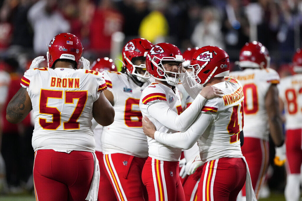 Kansas City Chiefs safety Nazeeh Johnson (13) celebrates after