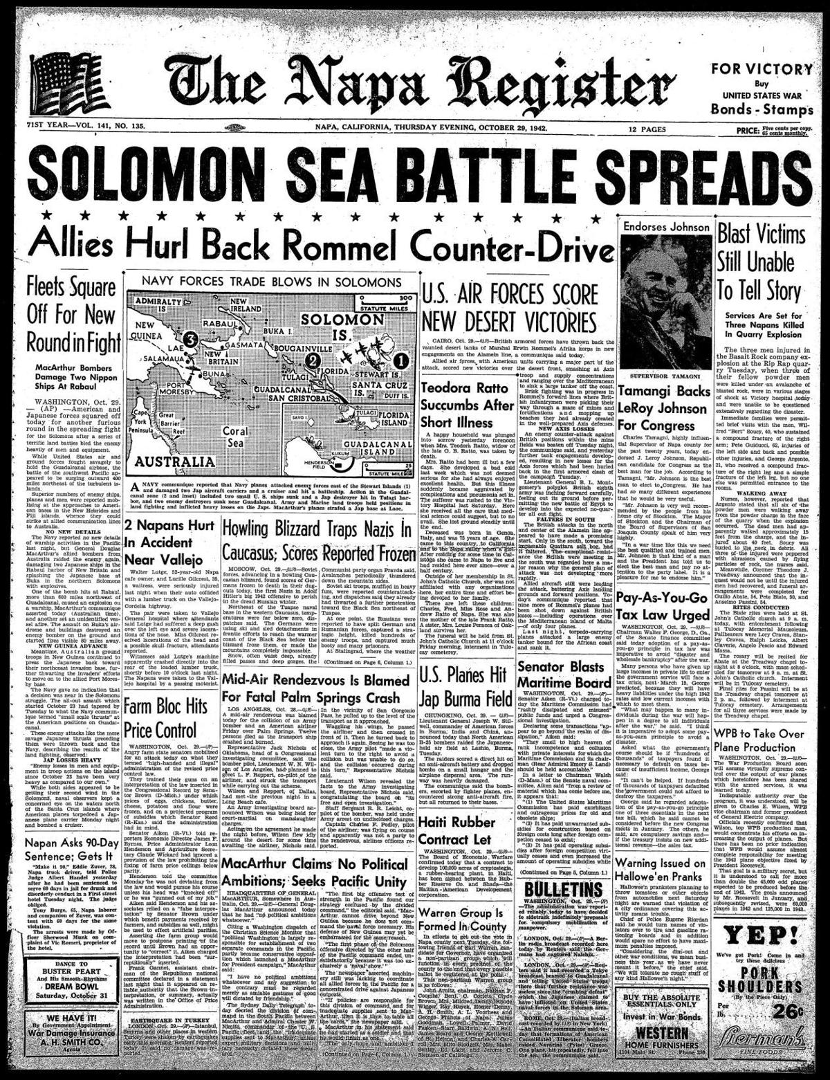 Where were you on Oct. 29? Napa County history through the Napa Valley