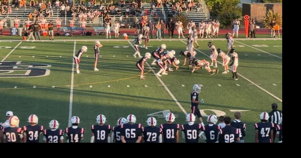 The Justin-Siena football team has a long keeper by Bryden Landry get called back against Kelseyville