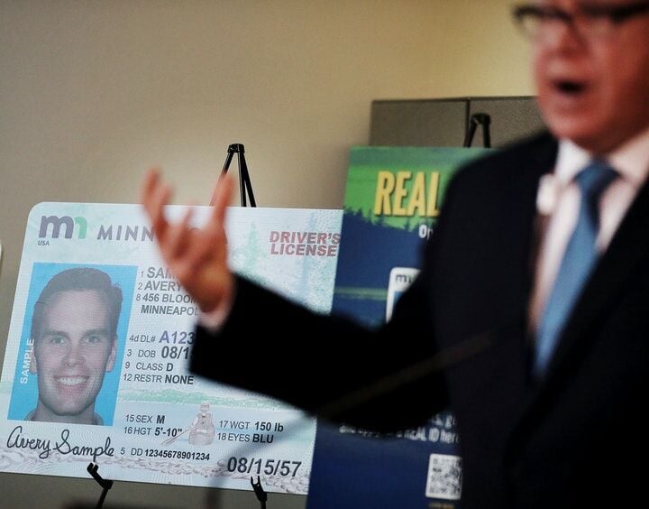 Tim Walz was on hand for a press conference debuting the new REAL ID Office at MSP Airport in March 2020.