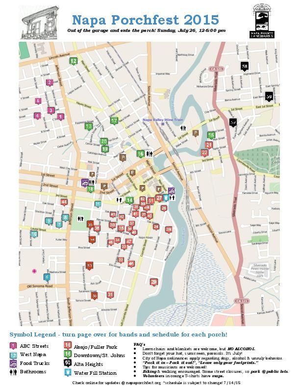 Napa Porchfest map