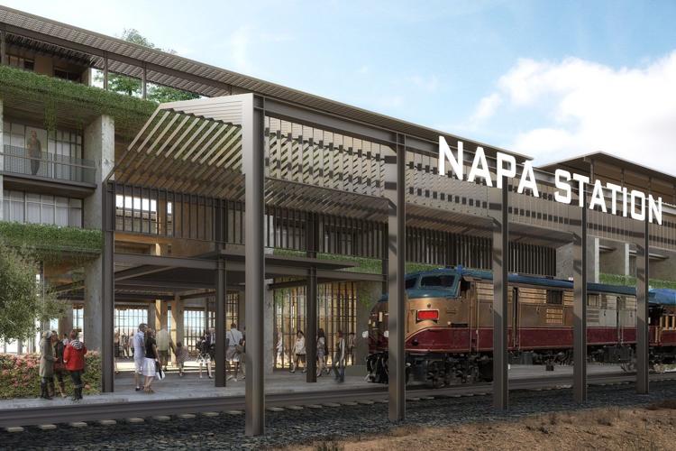 An artist image of the proposed Wine Train station from inside the station