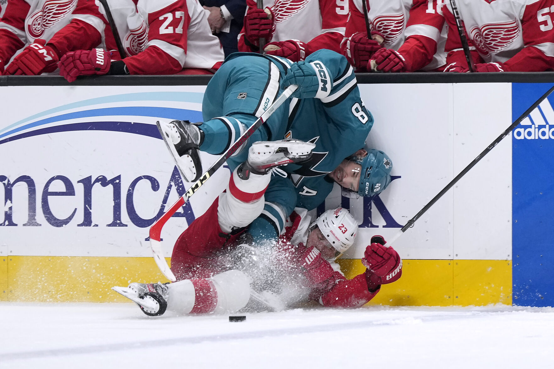 NHL: Perron Scores Twice As Red Wings Win 5-3 To Hand Sharks Their 9th ...