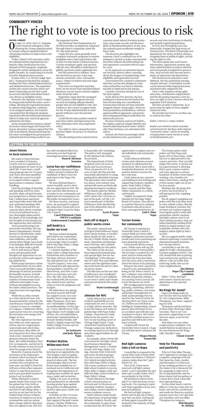 Page A19 | Napa Valley Register E-edition | napavalleyregister.com