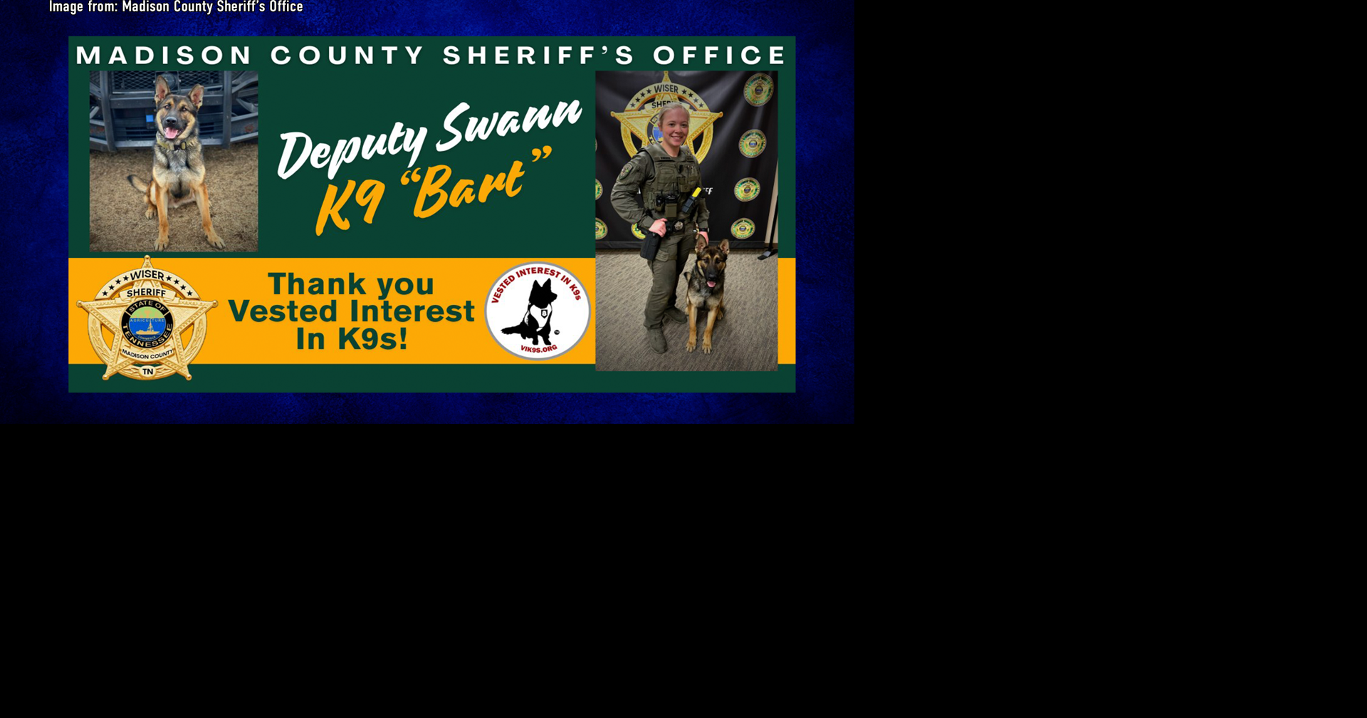Madison County K9 to receive body armor donation from national non-profit
