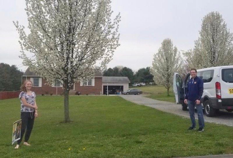 Seniors being surprised by front-yard postings