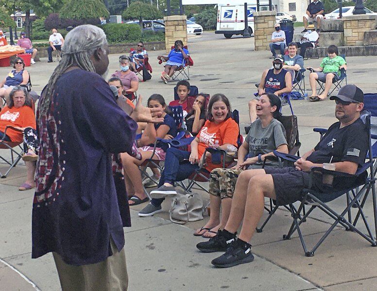Storyteller challenges listens to follow his lead