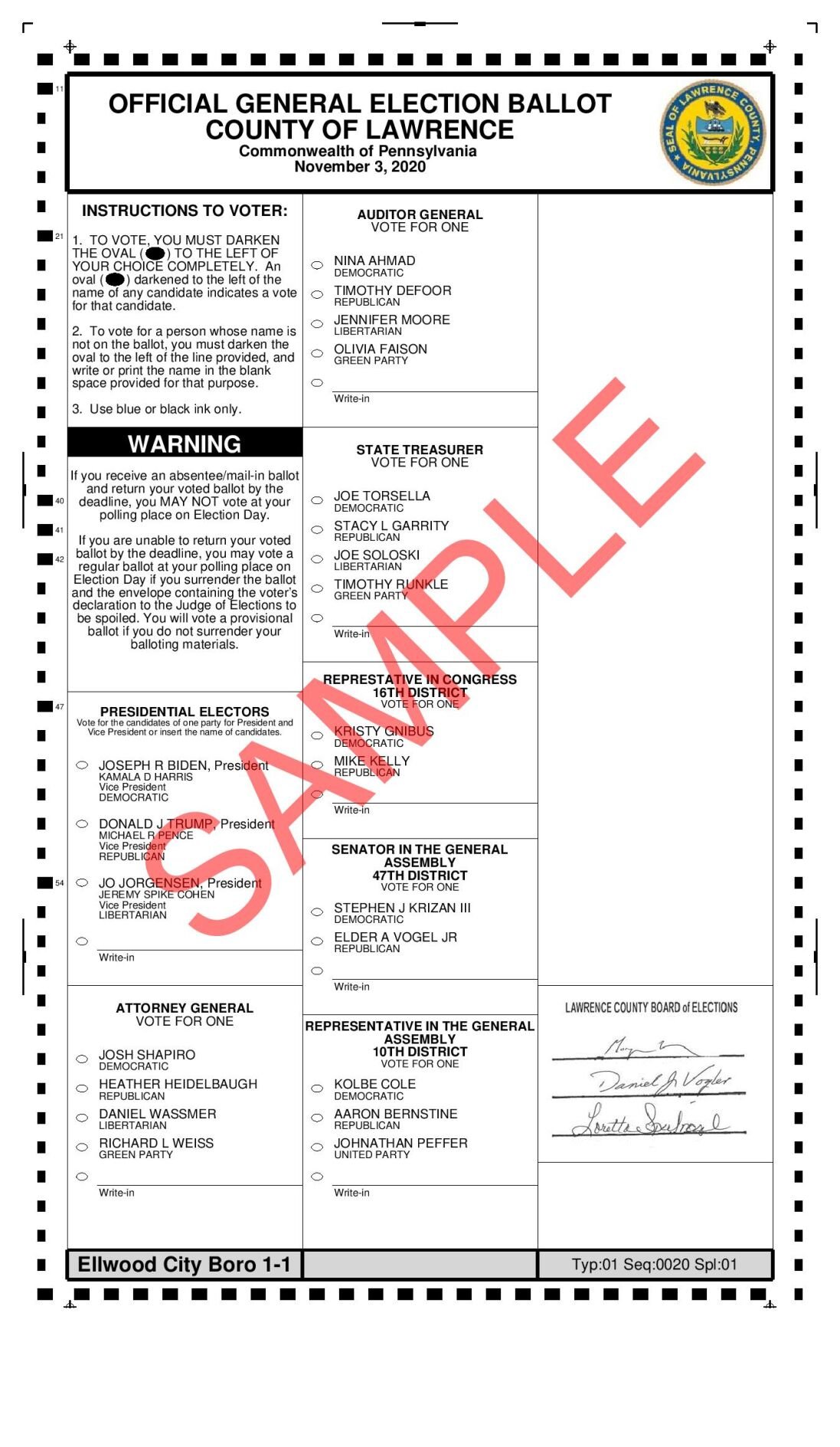 Sample ballots See what your ballot will look like on Nov. 3 Local