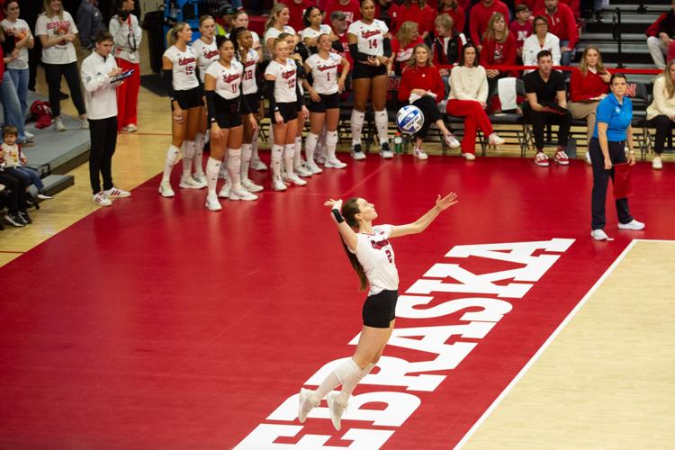 VOLLEYBALL: Bergen Reilly serves