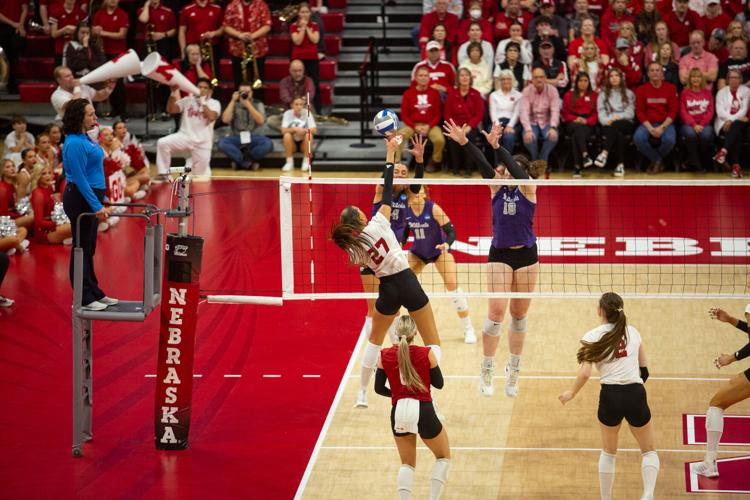 VOLLEYBALL: Harper Murray recording a kill