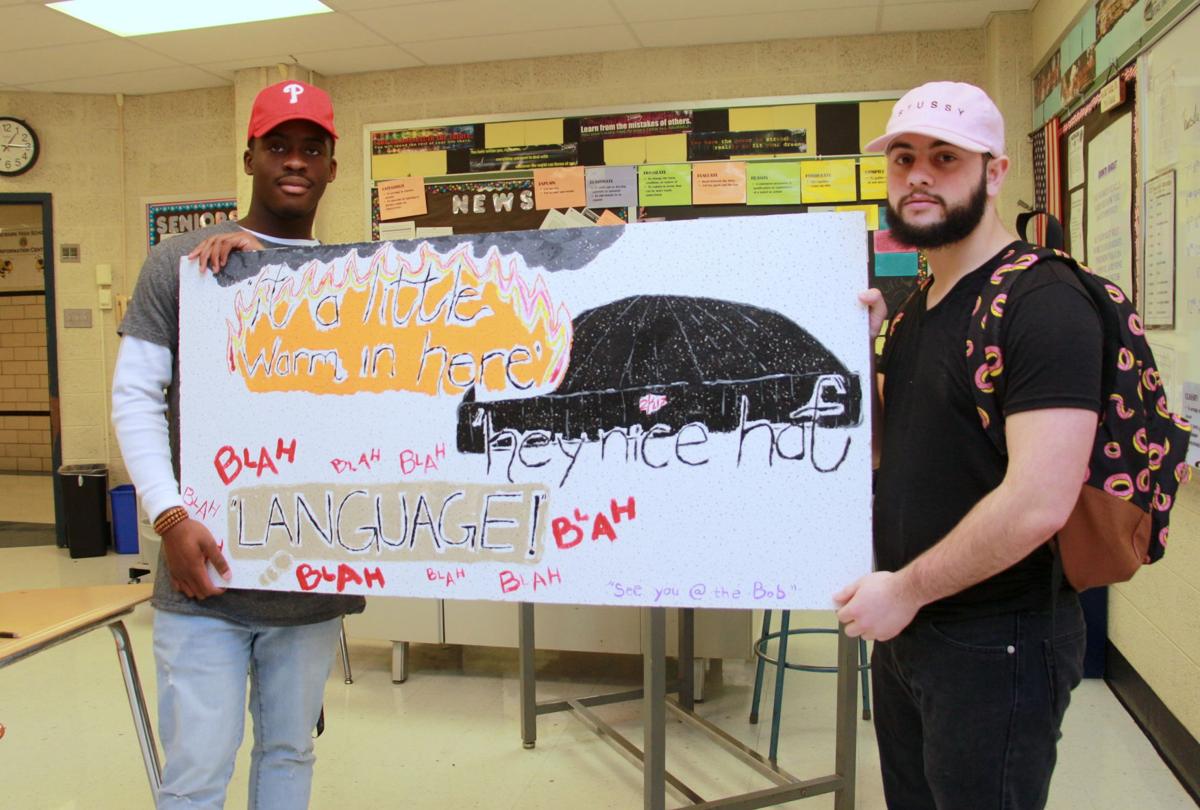 Leaving their mark Newark High seniors decorate ceiling tiles to honor