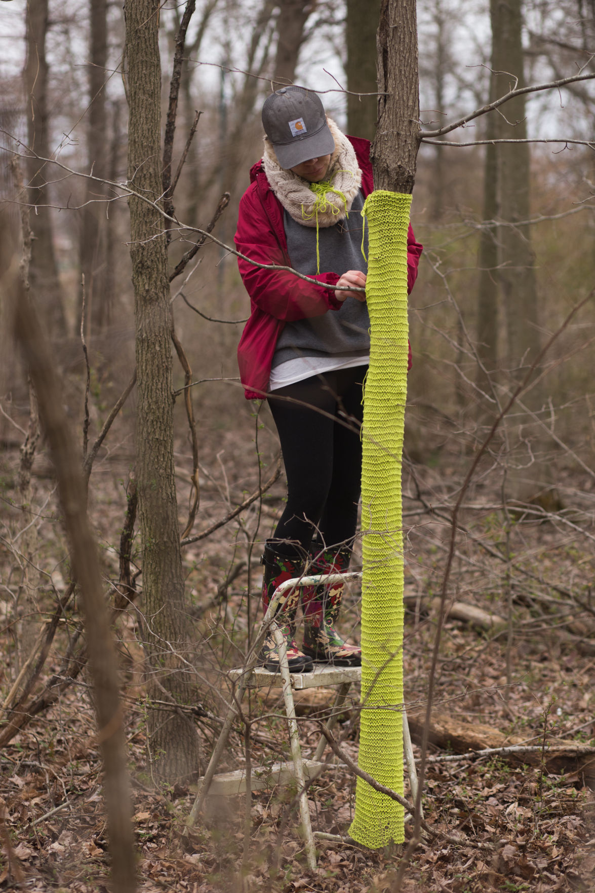 Knitting groups 'yarn bomb' Hall Trail News