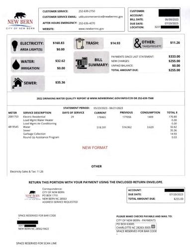 Customers of New Bern Utility Services will see changes in their bill  format | News | newbernsj.com