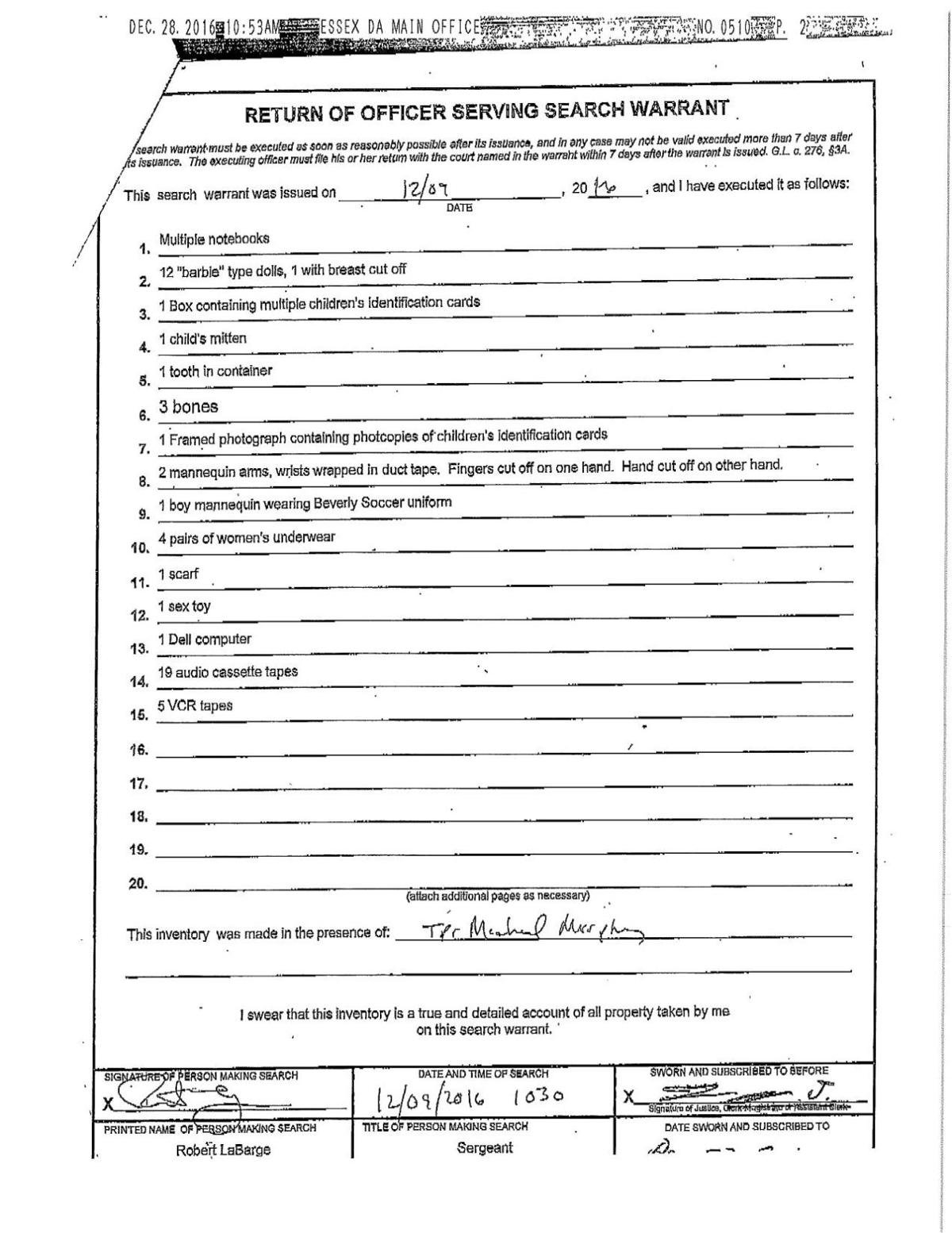 Search warrant return News