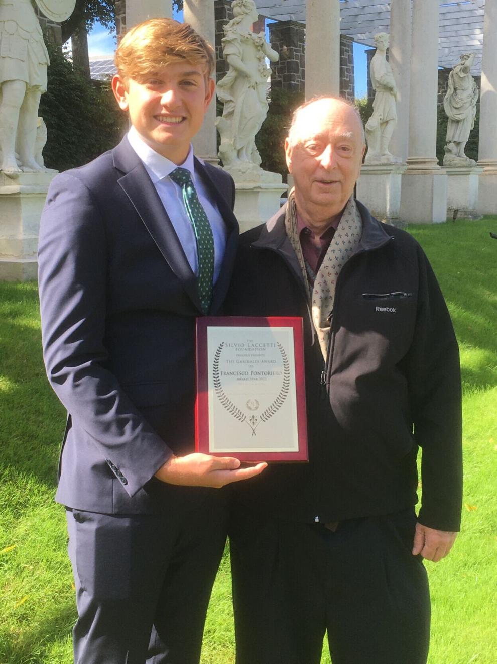 Delbarton student receives Garibaldi Award from Silvio Laccetti