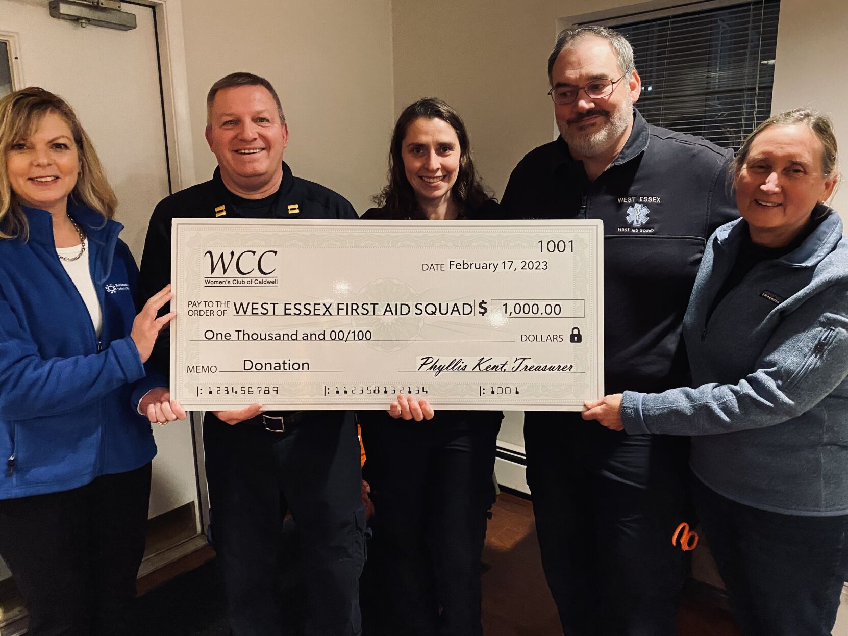 West Essex First Aid Squad receives $1,000 donation from the Women's ...
