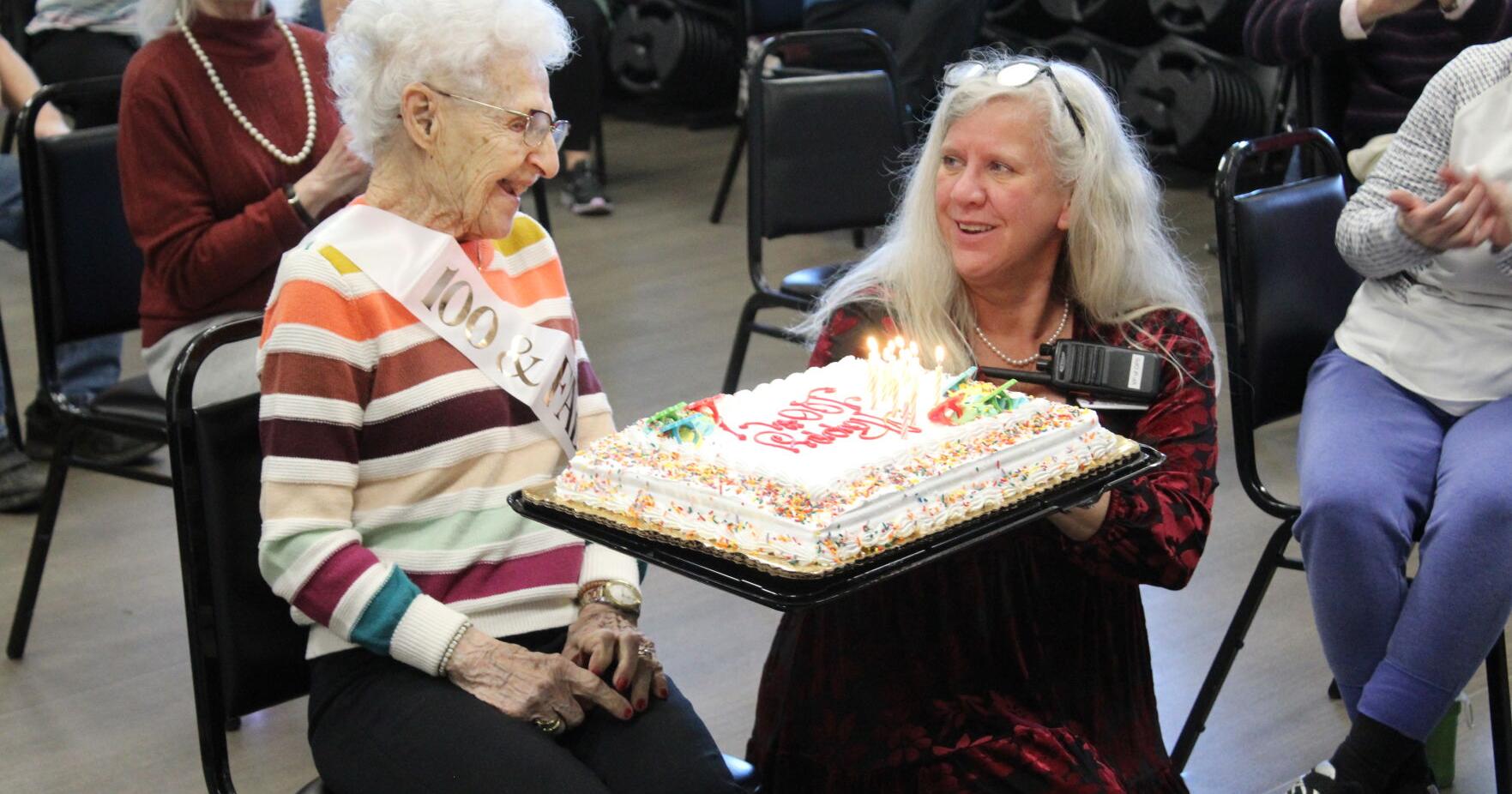 Deer Path YMCA throws surprise 100th birthday party for member Margaret Dellavalle - Vimarsana News