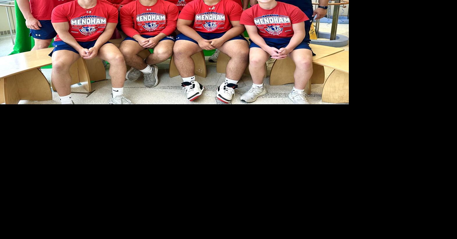 Mendham football players, visit, thrill kids at children's hospital
