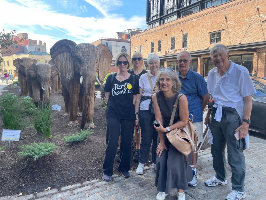 Chatham Chiliad walking group checks out traveling elephant statue