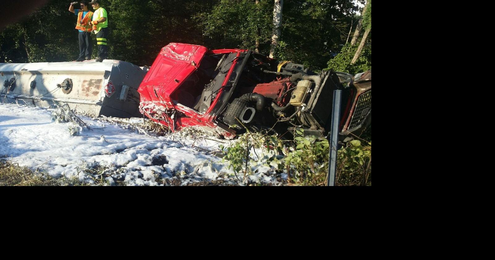 Tanker trailer overturns, spills fuel on Route 24-i-287 exit ramp ...