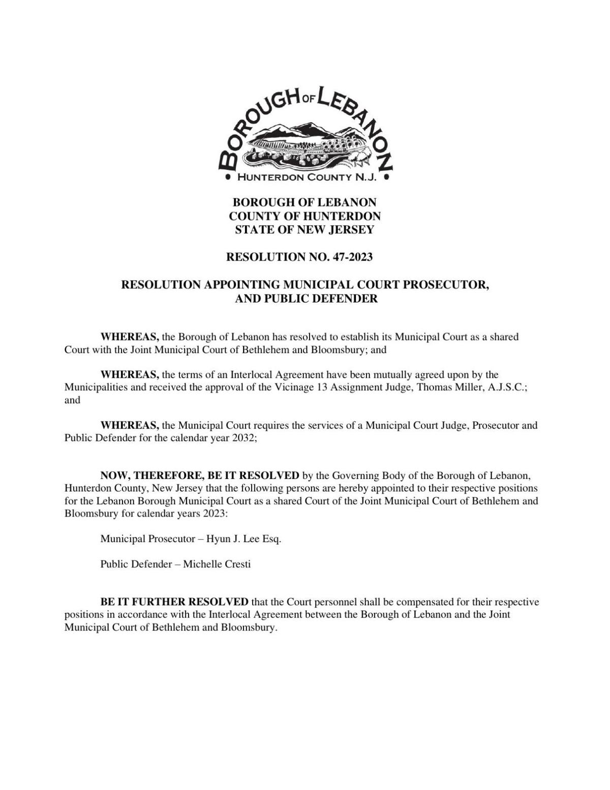 47-2023 Appointment of Prosecutor and Public Defender (reorg).pdf | |  newjerseyhills.com