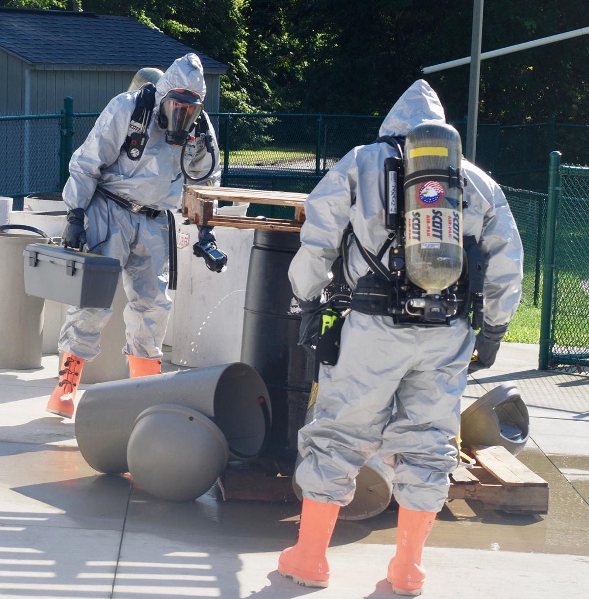 Hazardous chemical leak drill tests Morris Township firefighters