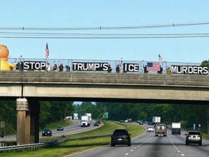 Hunterdon County Visibility Brigade posts 'STOP TRUMP'S ICE MURDERS' above Route 78 news image