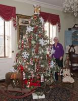 Handcrafted ornaments created by school children adorn Christmas tree at Macculloch Hall in Morristown