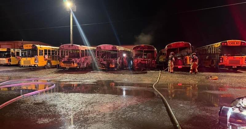 Lenoir City school buses catch fire during early morning hours