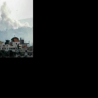 Smoke rises following an Israeli airstrike on the village of Taybeh in southern Lebanon on March 28, 2026