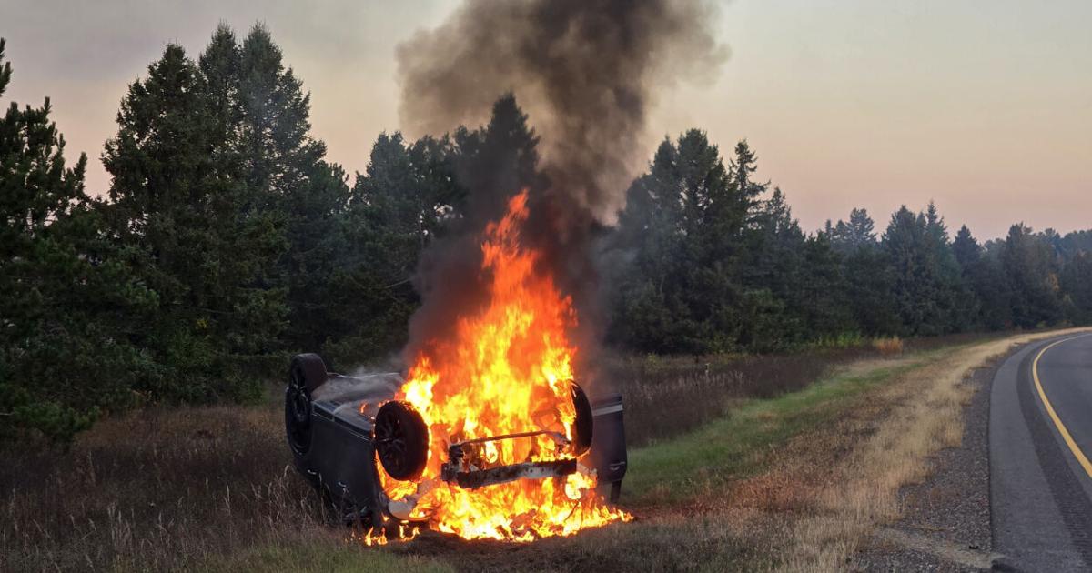 State Interstate Shield Car totaled in fiery Highway 53 crash | Top Stories | news-shield.com