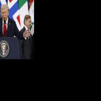 US President Donald Trump delivers a speech during the Gaza Peace Summit in Sharm El-Sheikh, Egypt